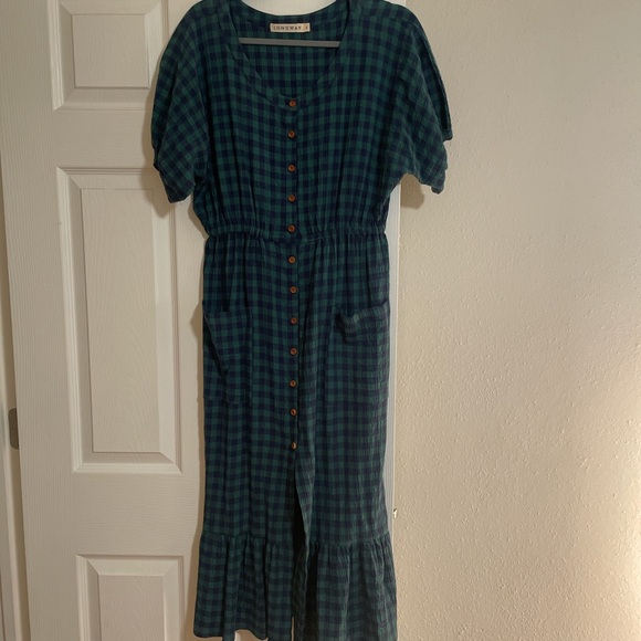 Longway green and blue gingham long dress - Picture 4 of 4